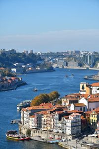 High angle view of townscape by sea against sky - porto