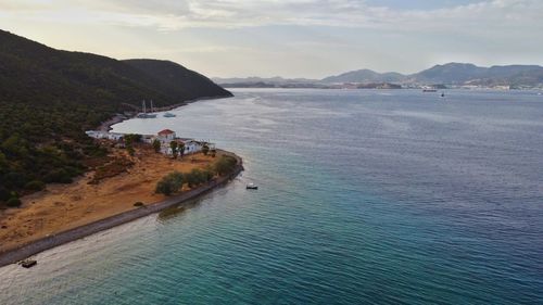 High angle view of beach against sky