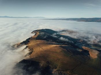 Scenic view of volcanic landscape against sky