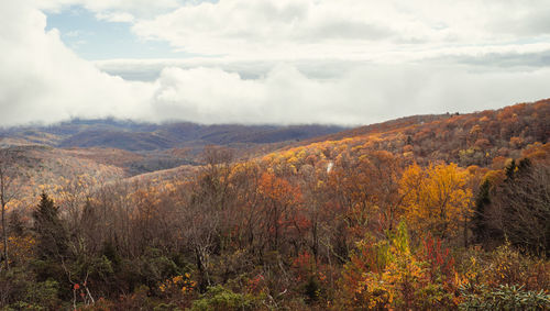 Scenic view of landscape against sky during autumn