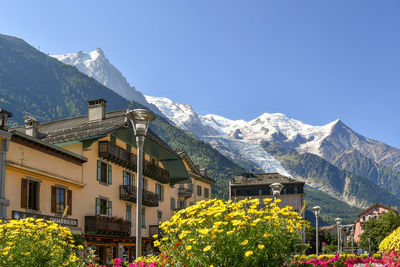 The alpine town at the foot of the mont blanc massif, popular tourist destination, chamonix, france
