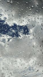 Full frame shot of raindrops on window