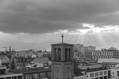 View over kreuzberg with a church in the foreground