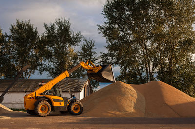 Grain elevator. granary with mechanical equipment for receiving, cleaning, drying, grain shipment.