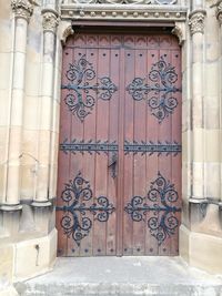 Closed door of building