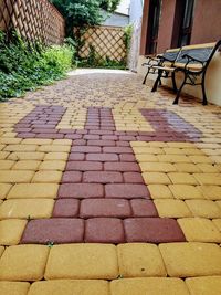 Yellow cobblestone street