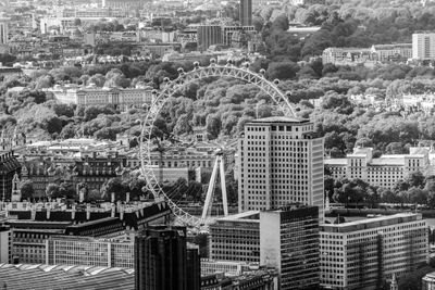 High angle view of buildings in city