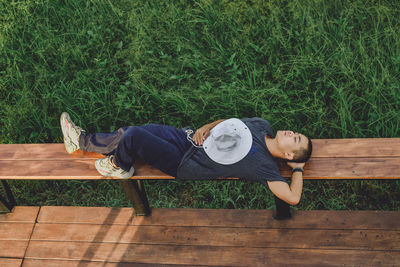 Man sleeping on bench