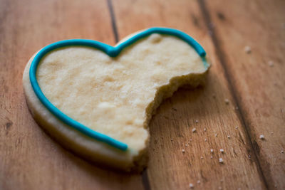 Close-up of heart shape on table