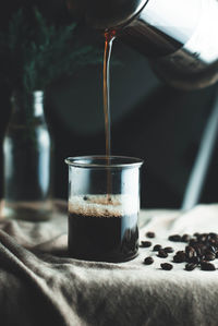 Close-up of coffee cup on table