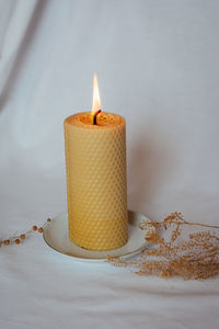 Close-up of illuminated candle