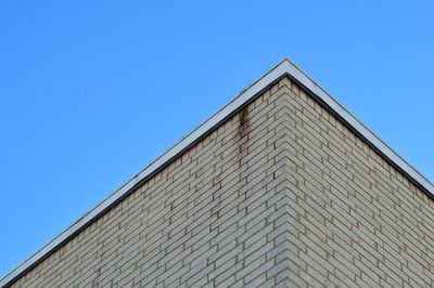 Low angle view of building against clear blue sky