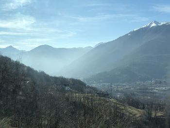 Scenic view of mountains against sky