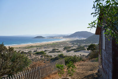 Scenic view of sea against clear sky