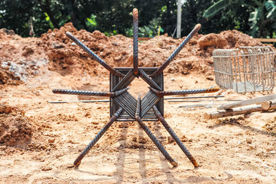 Steelwork for reinforcement the concrete structure at the construction site