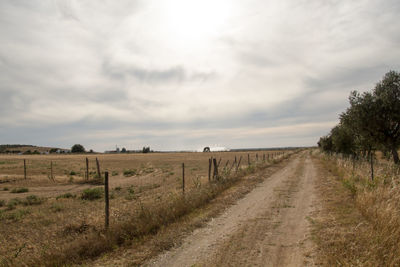 Scenic view of farm against sky