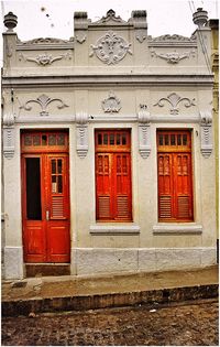 Closed door of building