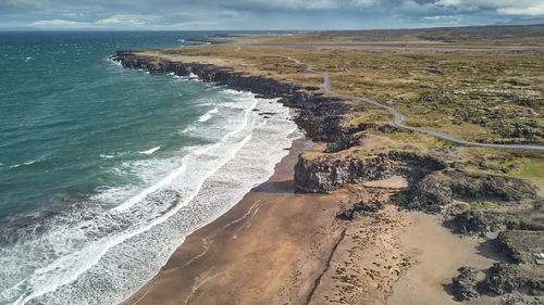 High angle view of beach against sky