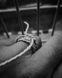 Close-up of rope tied up