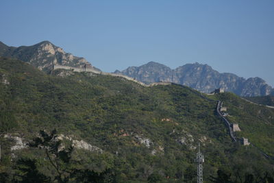 Scenic view of mountains against clear sky