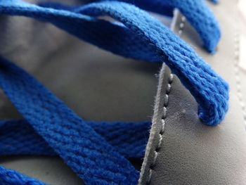 Close up of blue handle on bag