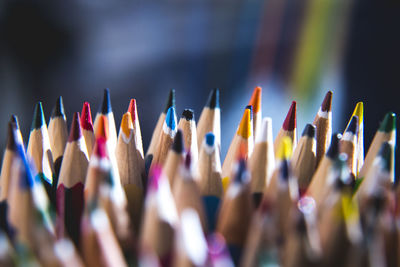 Close-up of multi colored pencils