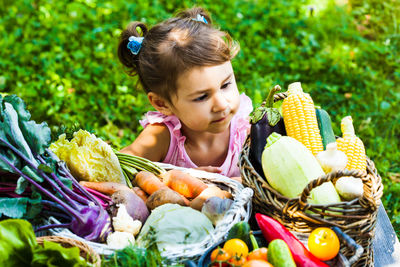 Close-up of girl with ice cream in basket