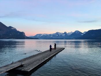 Scenic view of lake against sky