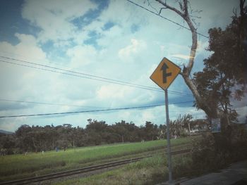 Scenic view of field against cloudy sky