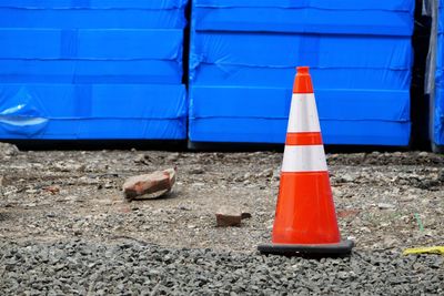 Traffic cone on construction site