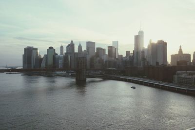 City skyline with river in background