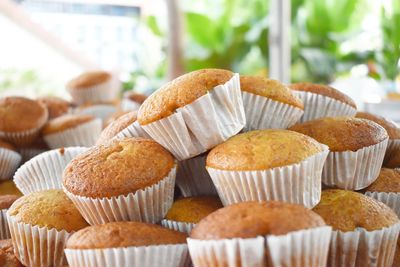 Close-up of cupcakes on table
