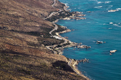 High angle view of beach