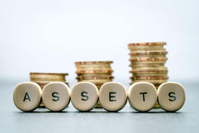 Close-up of objects over white background