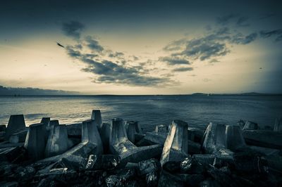 Scenic view of sea at sunset