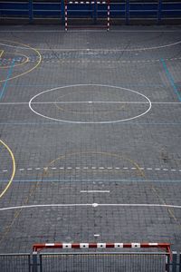 High angle view of basketball court