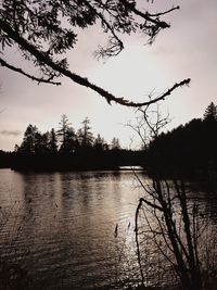 Scenic view of lake against sky at sunset