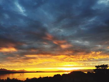 Scenic view of cloudy sky at sunset