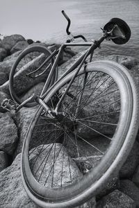 High angle view of bicycle