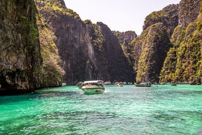 Scenic view of sea against clear sky