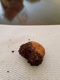 High angle view of cookies on table