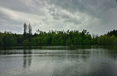 Scenic view of lake against sky