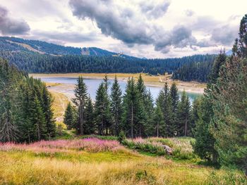 Scenic view of lake against sky