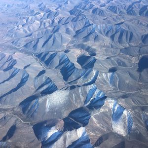 High angle view of snowcapped mountains