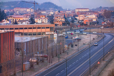 City street in an industrial area in turin, italy