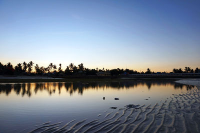 Scenic view of calm sea at sunset