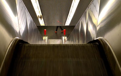 High angle view of escalator