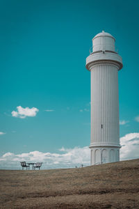 Low angle view of lighthouse against sky