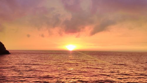 Scenic view of sea at sunset