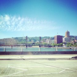 View of river with buildings in background